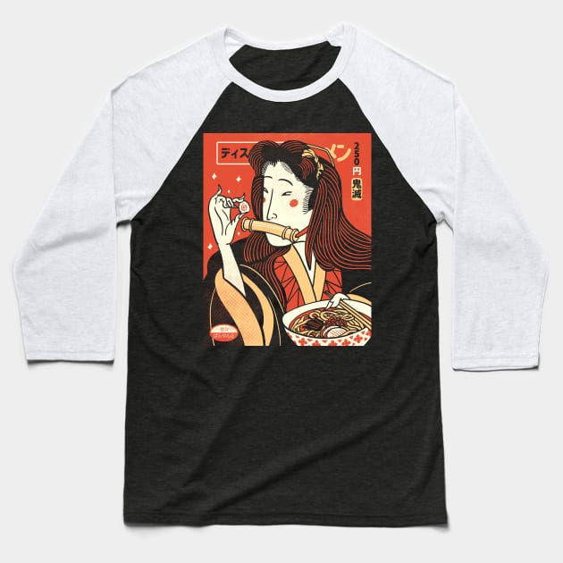 Discount Noodle Gang: Slayer Nez Baseball T-Shirt by zerobriant